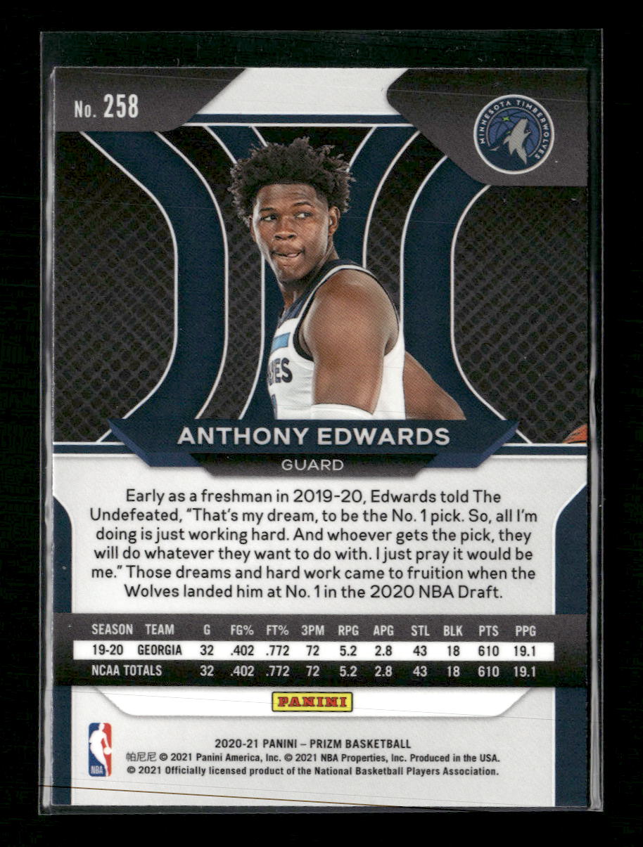 2020-21 Panini Prizm Anthony Edwards Rookie #258