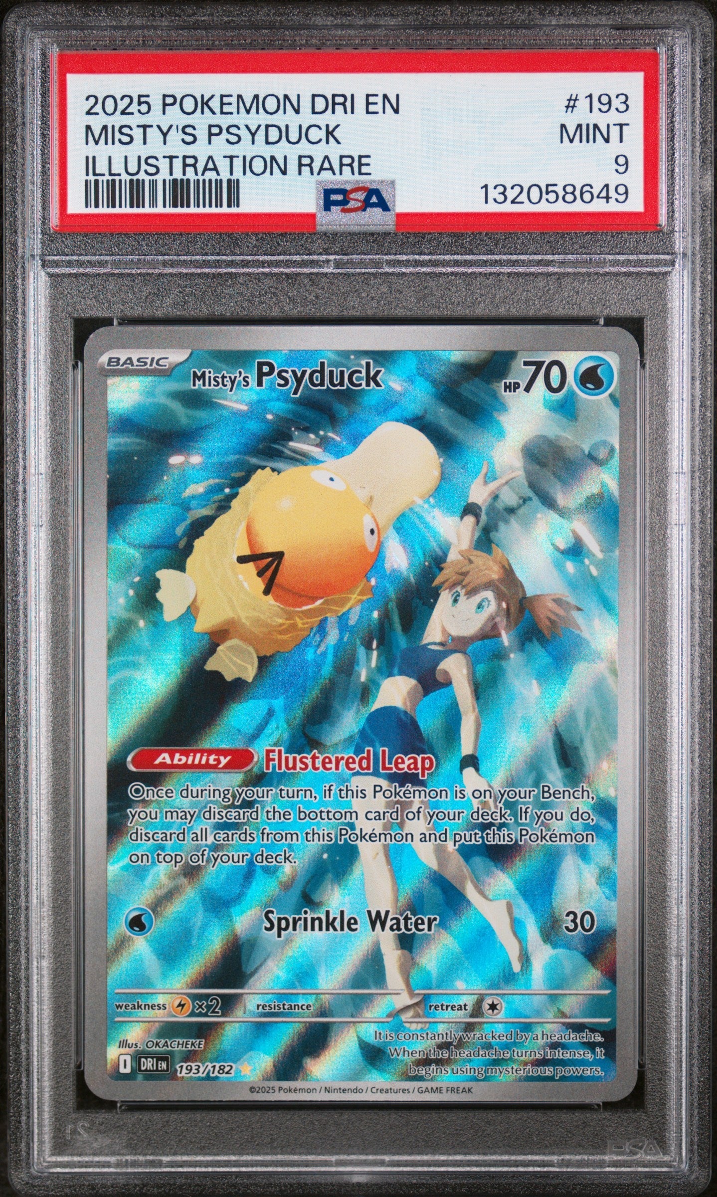 2025 Pokemon Dri En-Destined Rivals Illustration Rare Misty'S Psyduck 9 PSA #193