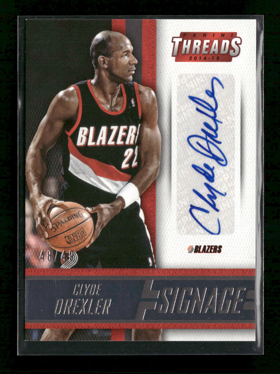 2014-15 Panini Threads Signage Clyde Drexler #/49 Auto #43