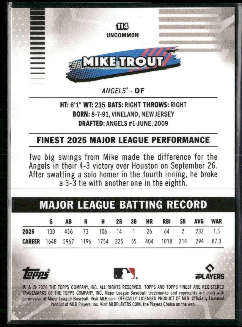 2026 Finest Green Mini-Diamond Refractors Mike Trout #/99 #114