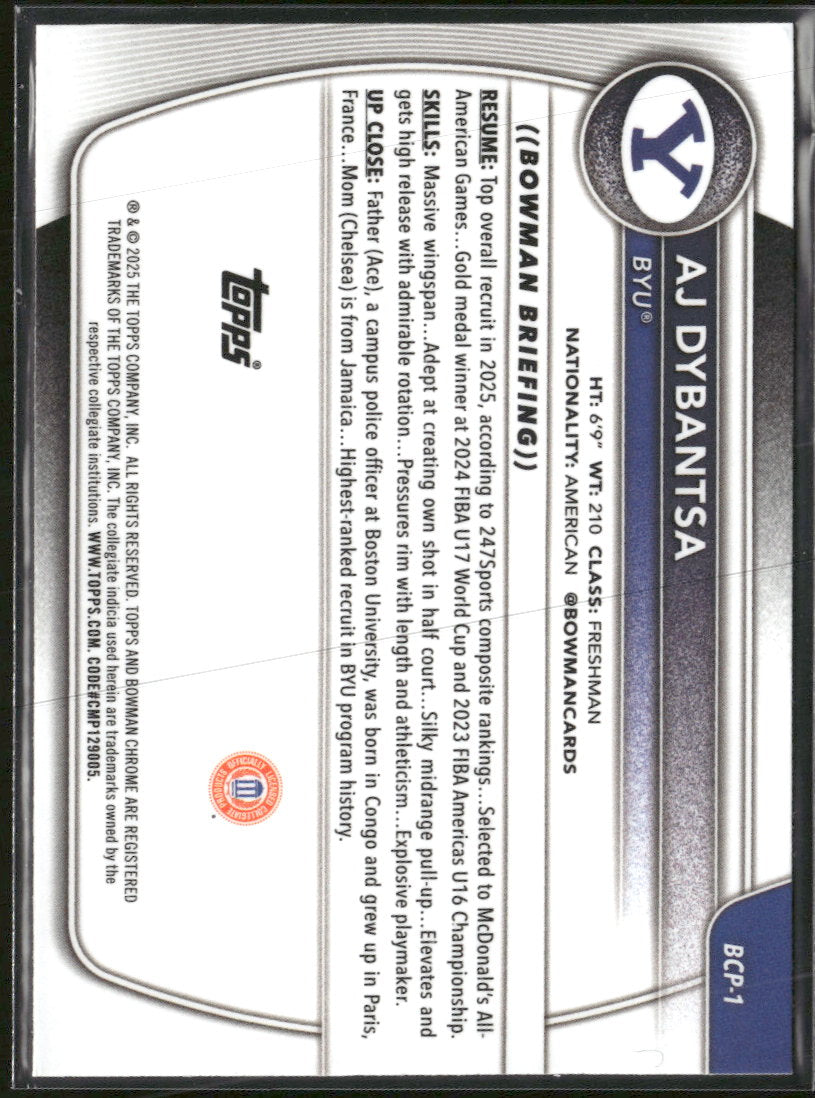 2025-26 Bowman Chrome Prospects Mojo Refractor AJ Dybantsa #BCP-1