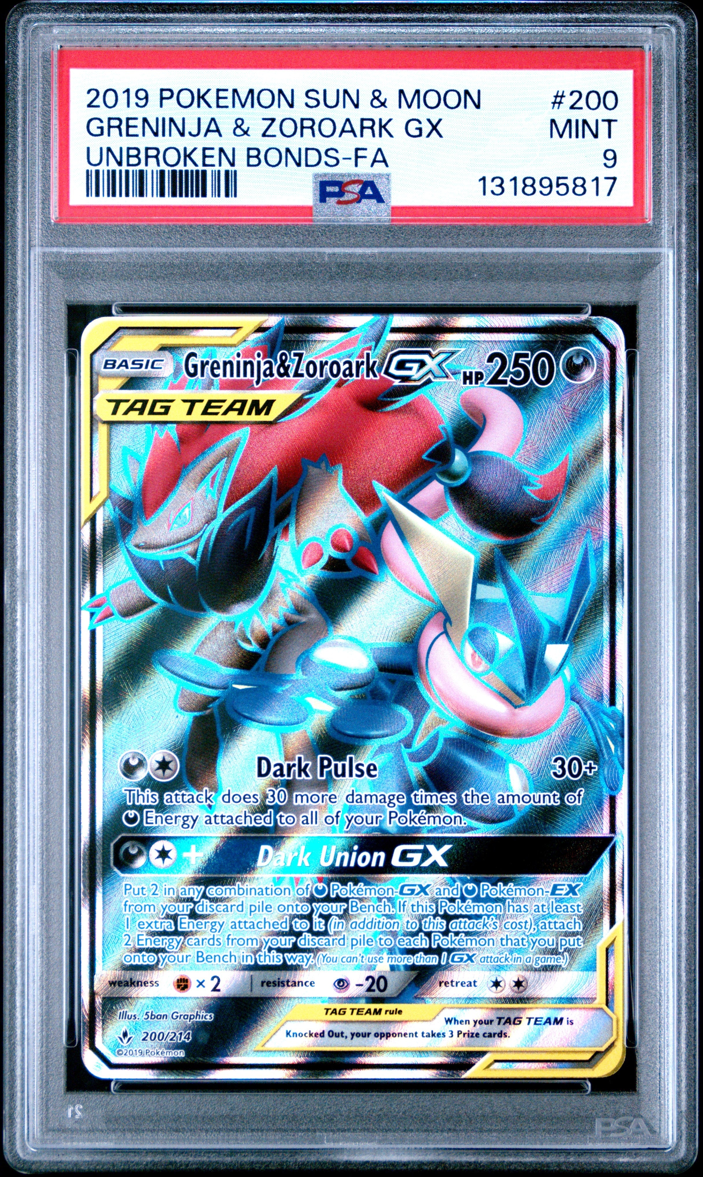 2019 Pokemon Sun & Moon Unbroken Bonds-Fa Greninja & Zoroark Gx 9 PSA #200