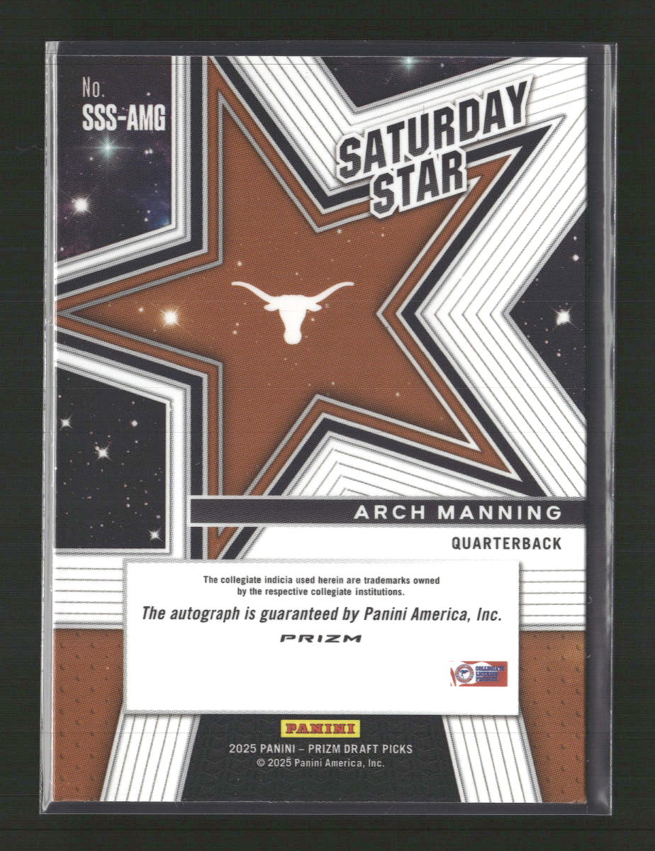 2025 Panini Prizm Draft Picks Saturday Stars Green Arch Manning Auto #SSS-AMG