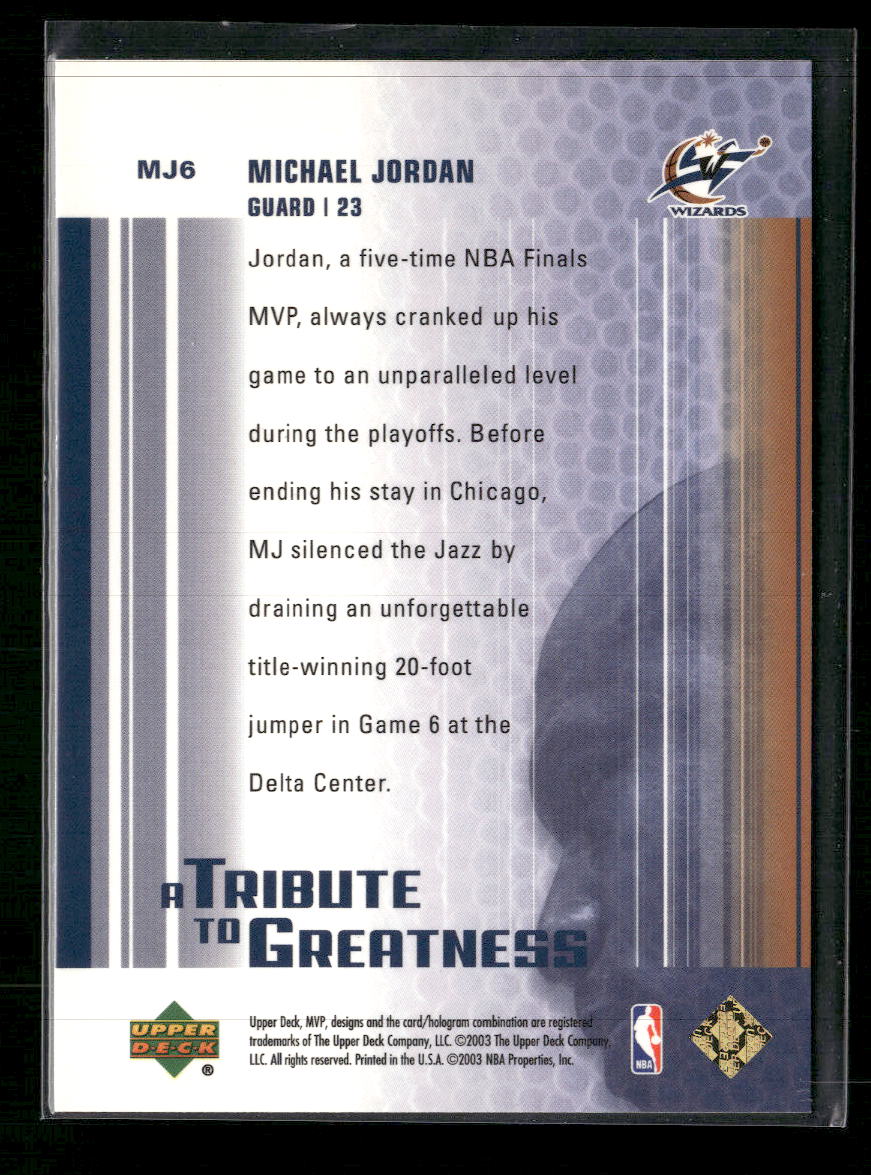 2003-04 Upper Deck MVP A Tribute to Greatness Michael Jordan #MJ6