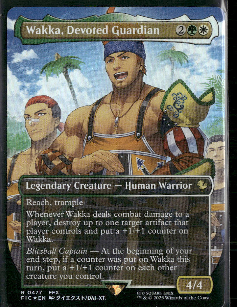 Commander: FF Wakka, Devoted Guardian (Borderless) (Chocobo Track Foil) #477