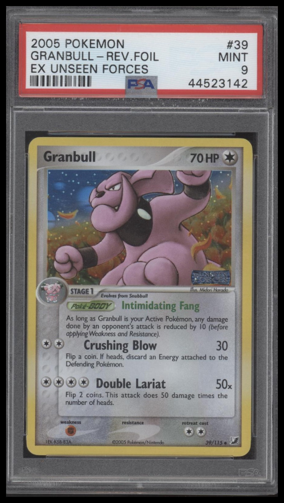 2005 Pokemon Ex Unseen Forces Granbull-Rev.Foil 9 PSA #39