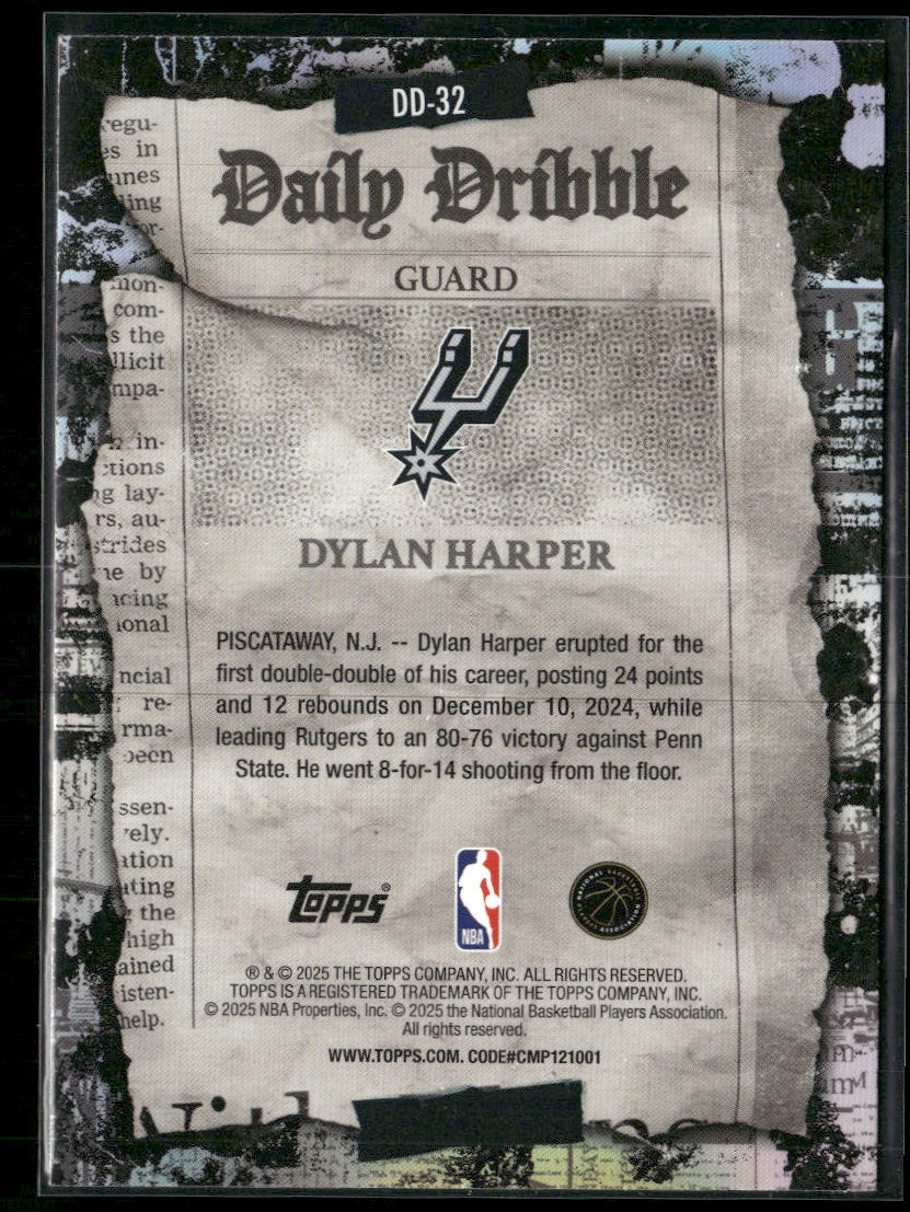 2025-26 Topps The Daily Dribble Dylan Harper #DD-32