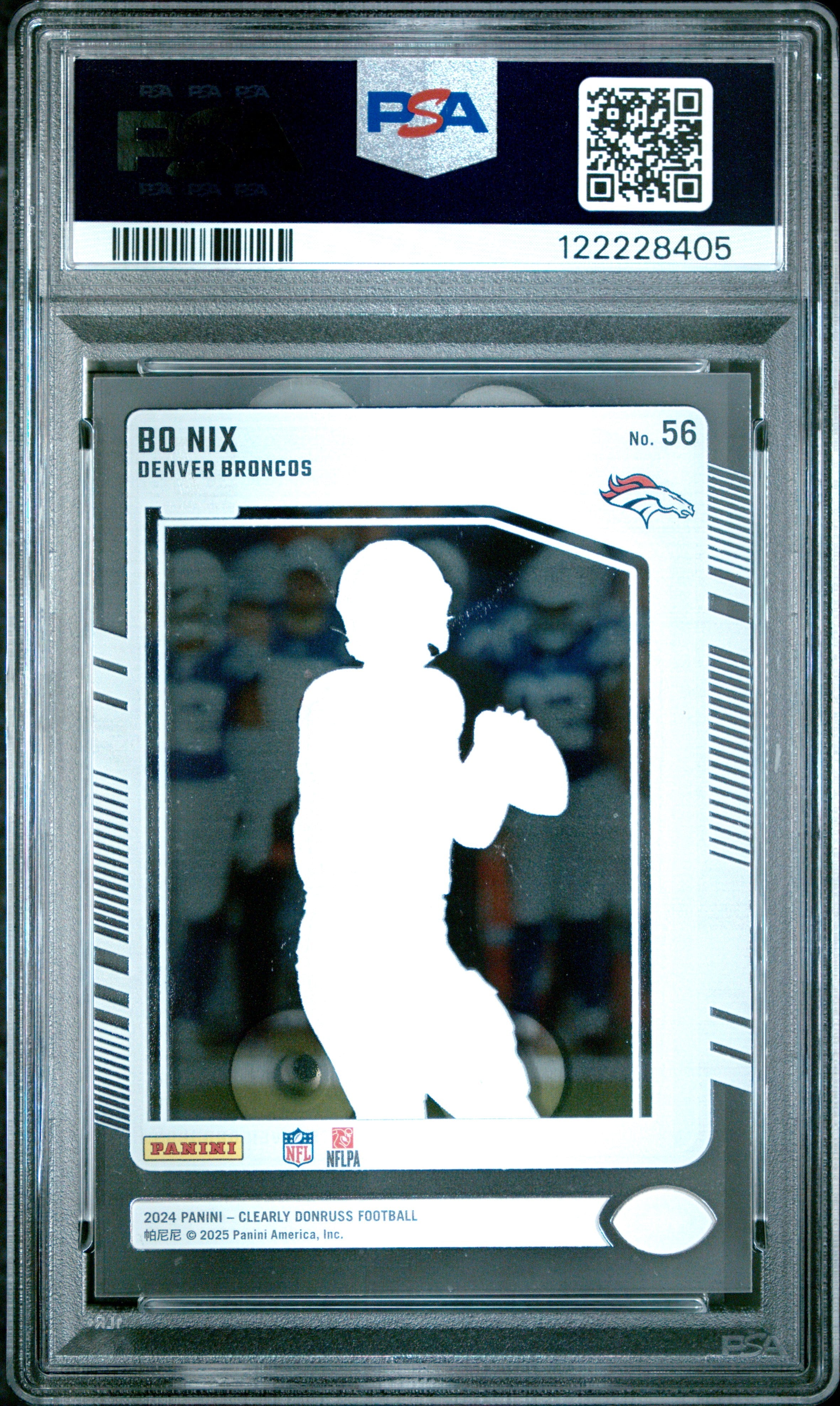 Graded 2024 Panini Clearly Donruss Bo Nix #56 Rookie RC Football Card PSA 9 Mint