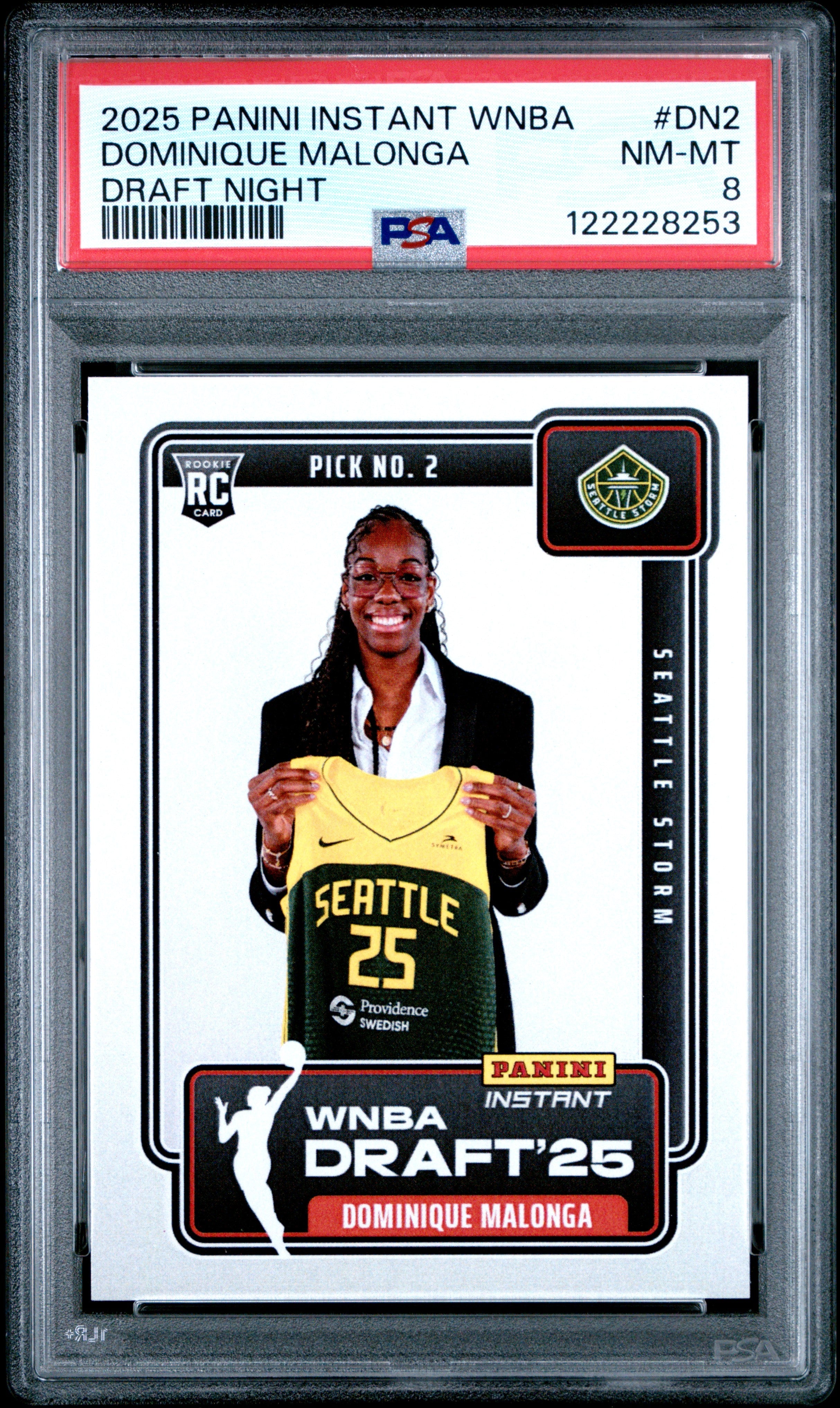 Graded 2025 Panini Instant Dominque Malonga #DN2 Draft Night Rookie RC Basketball Card PSA 8 Near Mint