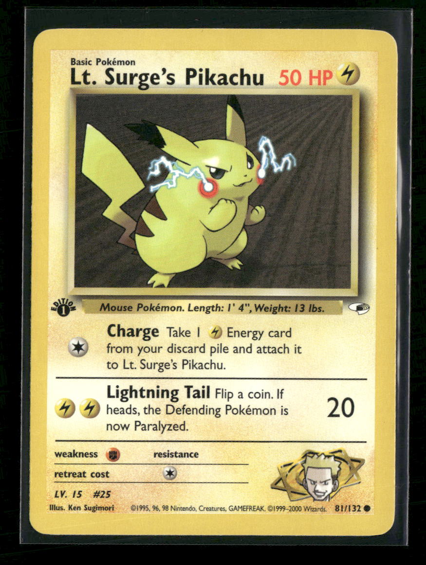 Gym Heroes Lt. Surge's Pikachu 1st Edition #081/132