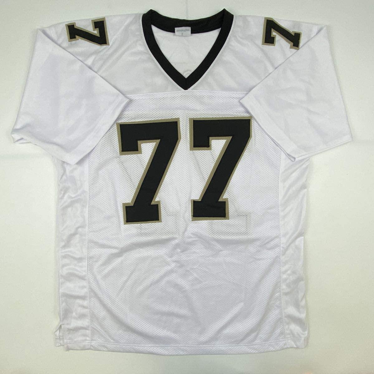 Autographed/Signed Willie Roaf HOF 2012 New Orleans White Football Jersey JSA COA
