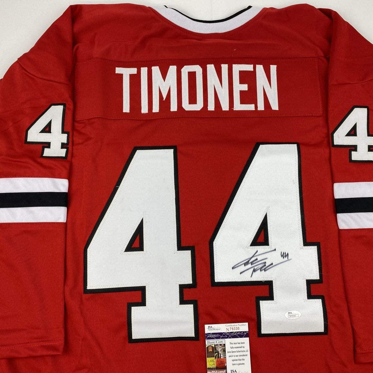 Autographed/Signed Kimmo Timonen Chicago Red Hockey Jersey JSA COA