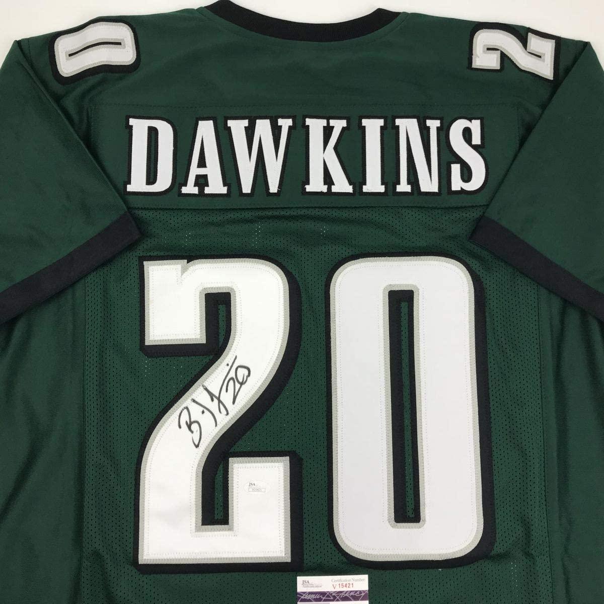 Autographed/Signed Brian Dawkins Philadelphia Green Football Jersey JSA COA