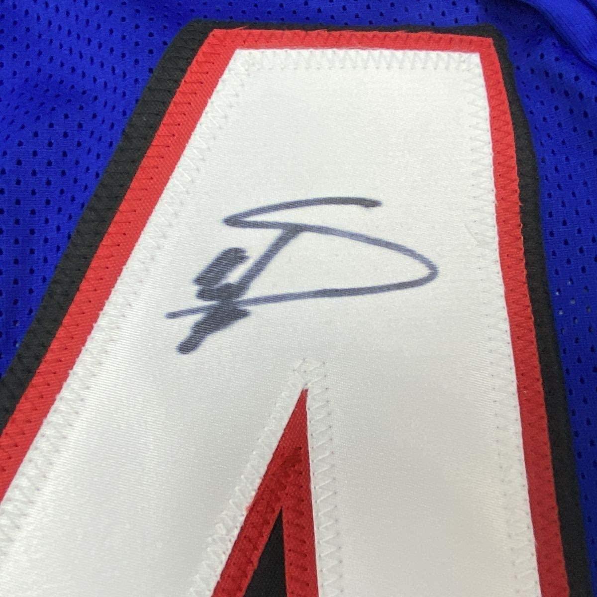 Framed Autographed/Signed Stefon Diggs 35x39 Buffalo Blue Football Jersey Beckett BAS COA