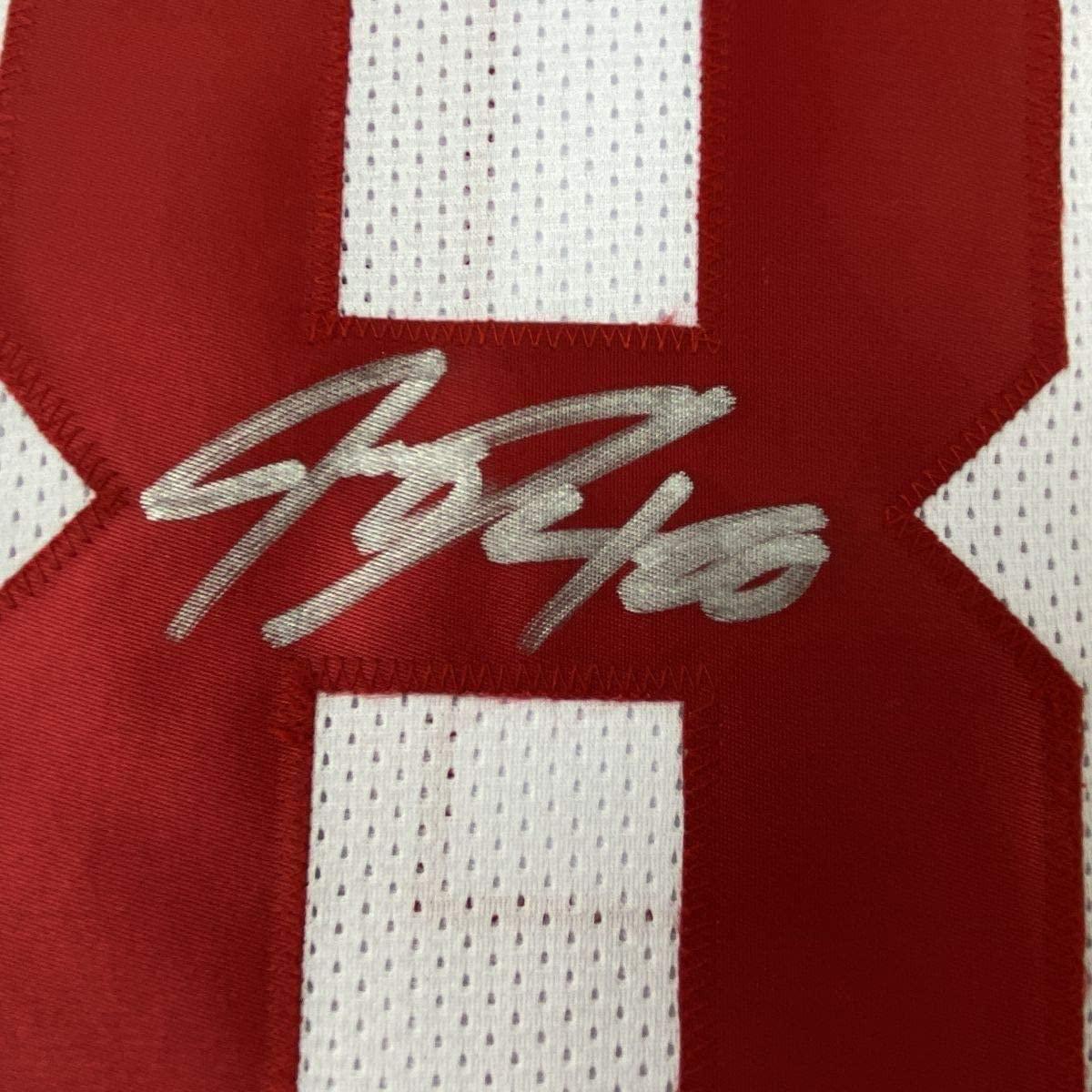 Framed Autographed/Signed Jeremy Shockey 35x39 New York White Football Jersey JSA COA