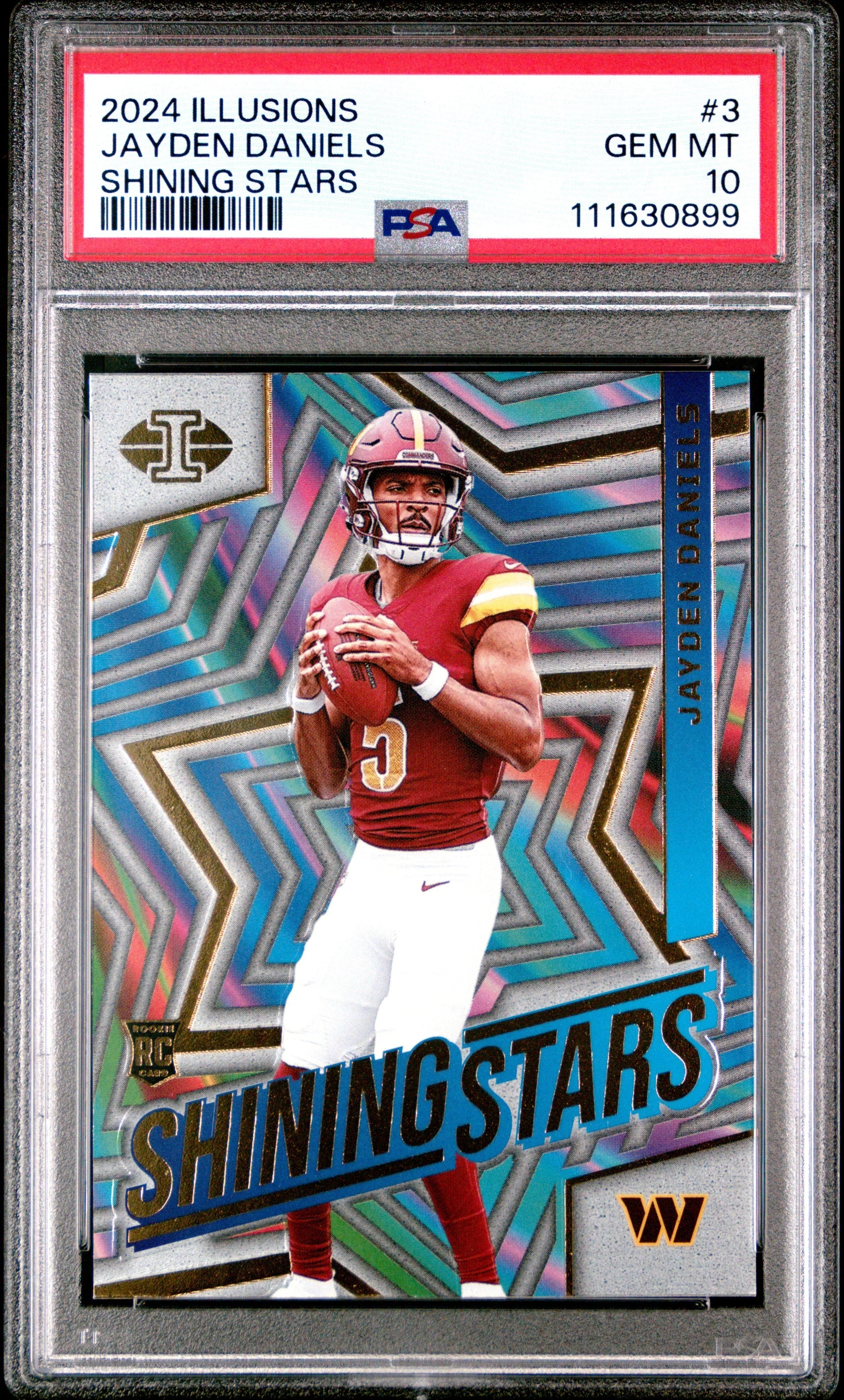 Graded 2024 Panini Illusions Jayden Daniels #3 Shining Stars Rookie RC Football Card PSA 10 Gem Mint