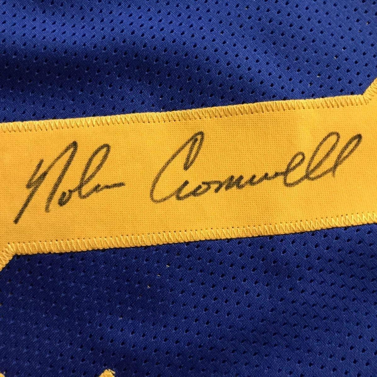 Framed Autographed/Signed Nolan Cromwell 35x39 Los Angeles LA Rams Blue Football Jersey JSA COA