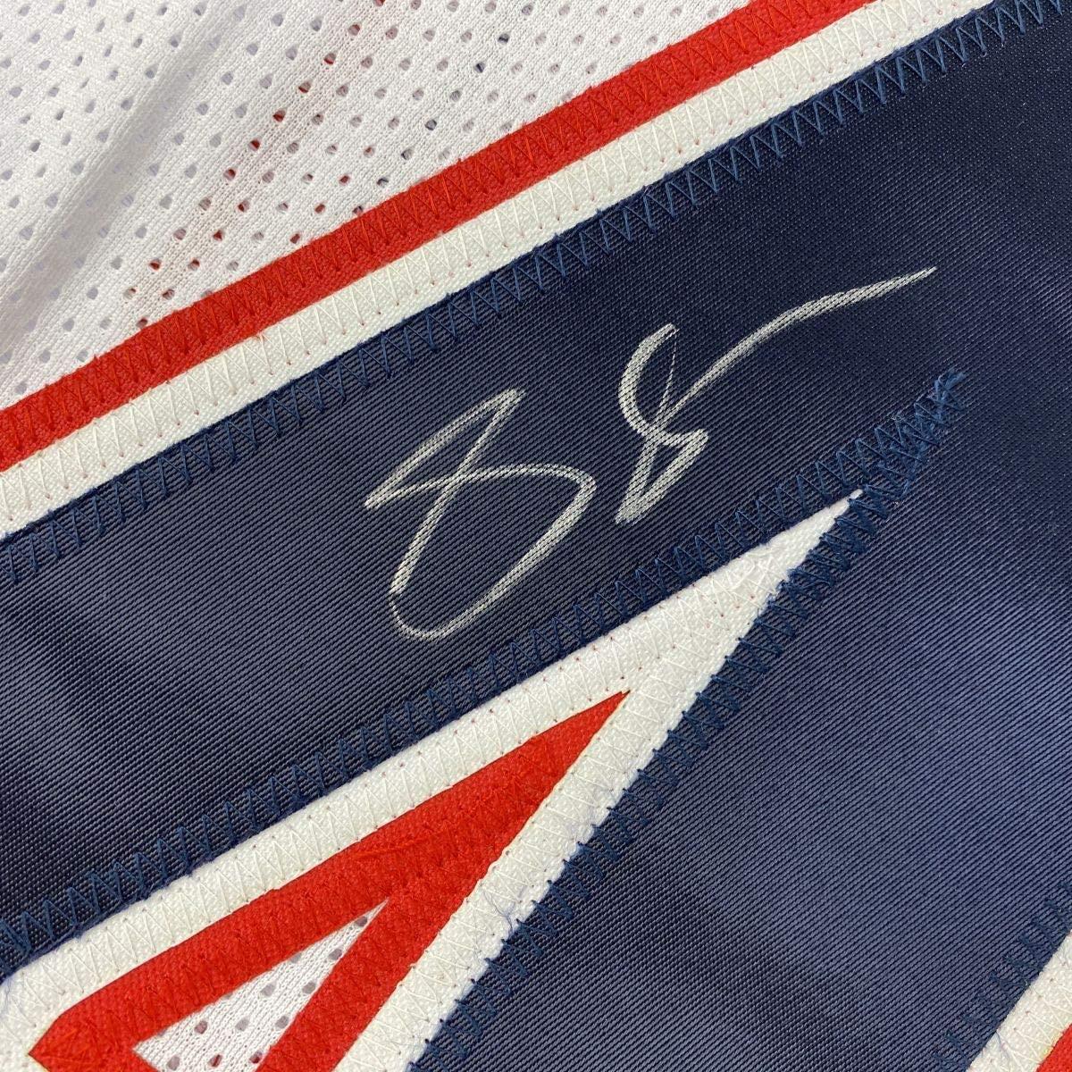 Framed Autographed/Signed Stephon Gilmore 35x39 New England White Football Jersey PSA/DNA COA