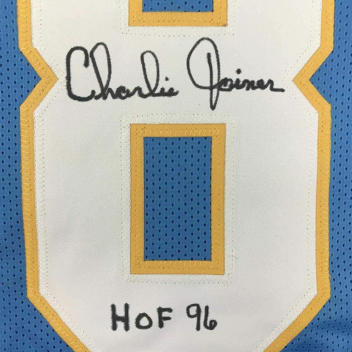 Framed Autographed/Signed Charlie Joiner HOF 96 35x39 San Diego Powder Blue Football Jersey JSA COA