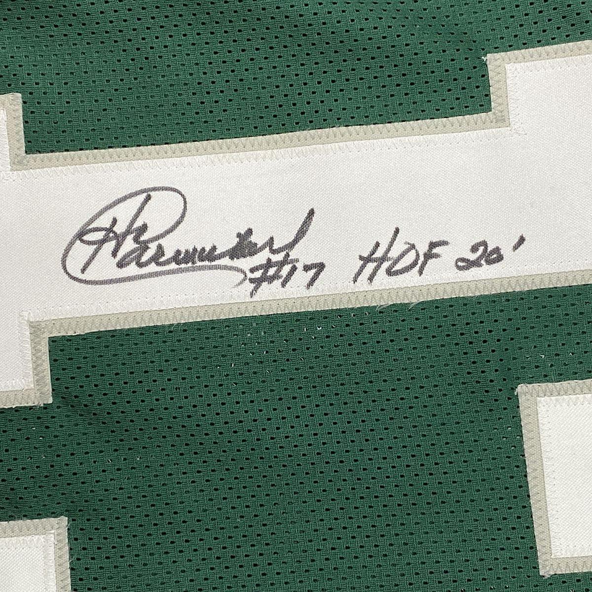 Framed Autographed/Signed Harold Carmichael 35x39 HOF 20 Philadelphia Green Football Jersey JSA COA
