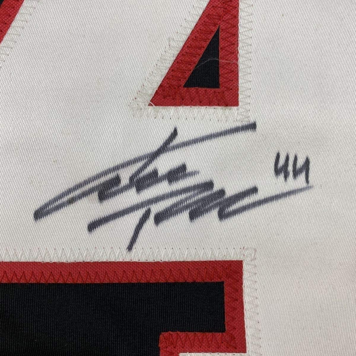 Framed Autographed/Signed Kimmo Timonen 35x39 Chicago Black Hockey Jersey JSA COA