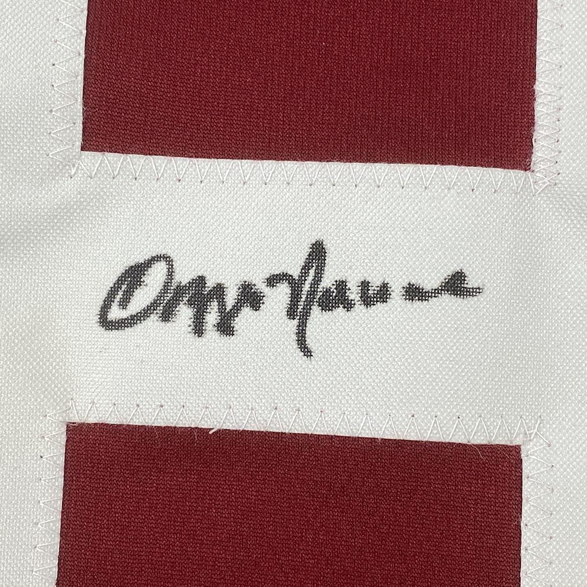 Framed Autographed/Signed Ozzie Newsome 35x39 Alabama Red College Football Jersey JSA COA