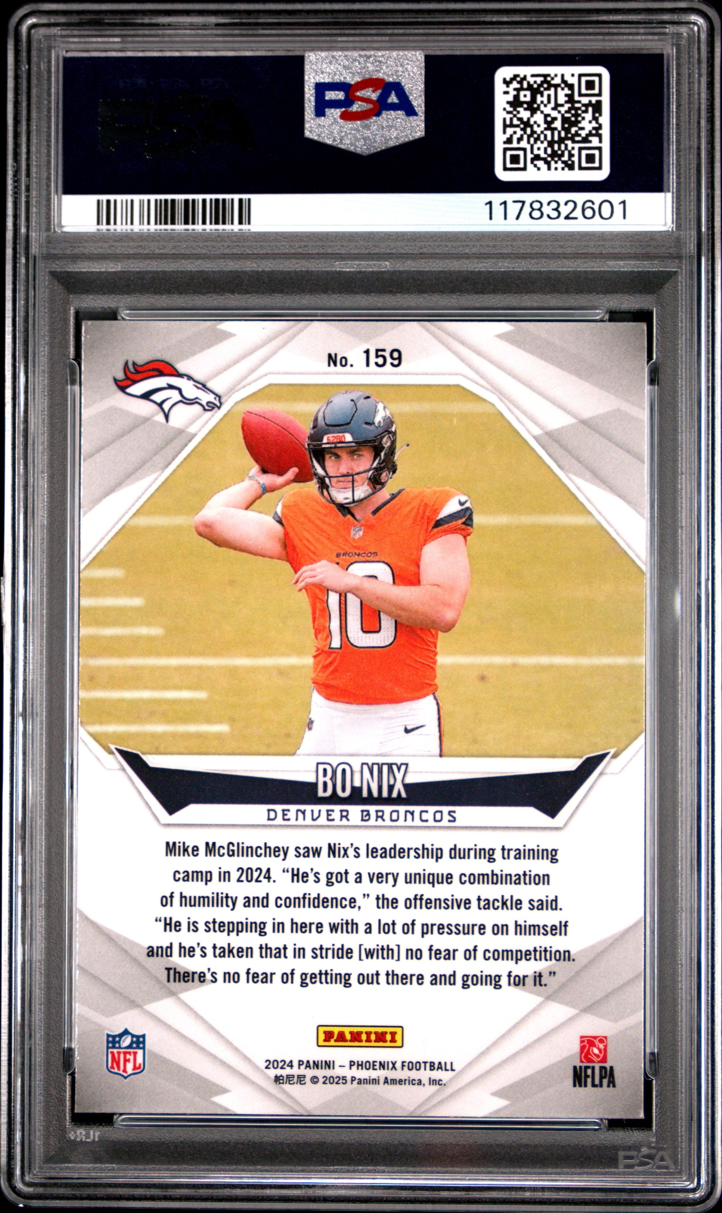 Graded 2024 Panini Phoenix Bo Nix #159 Rookie RC Football Card PSA 10 Gem Mint
