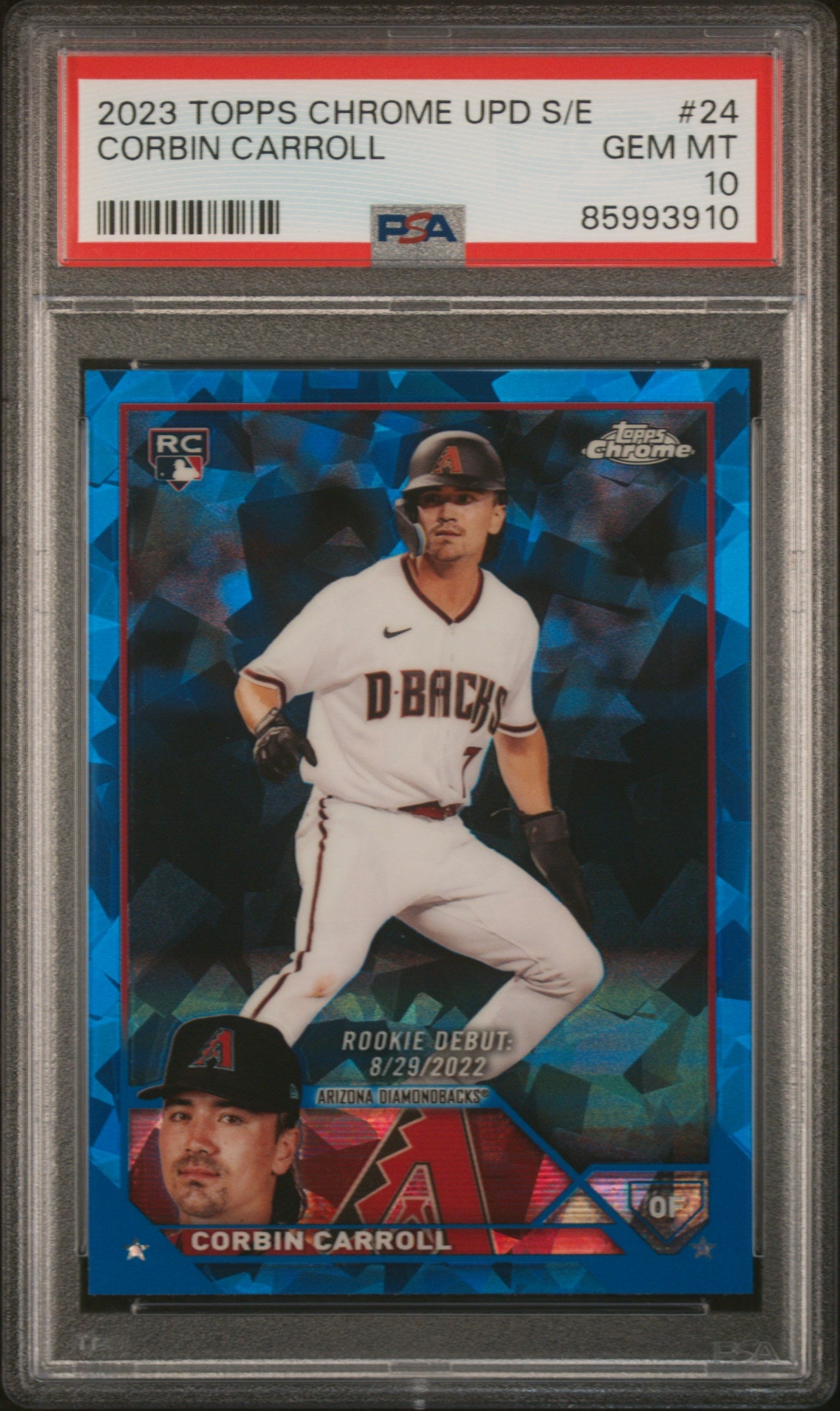 Graded 2023 Topps Chrome Update Sapphire Edition Corbin Carroll #24 Rookie RC Baseball Card PSA 10 Gem Mint