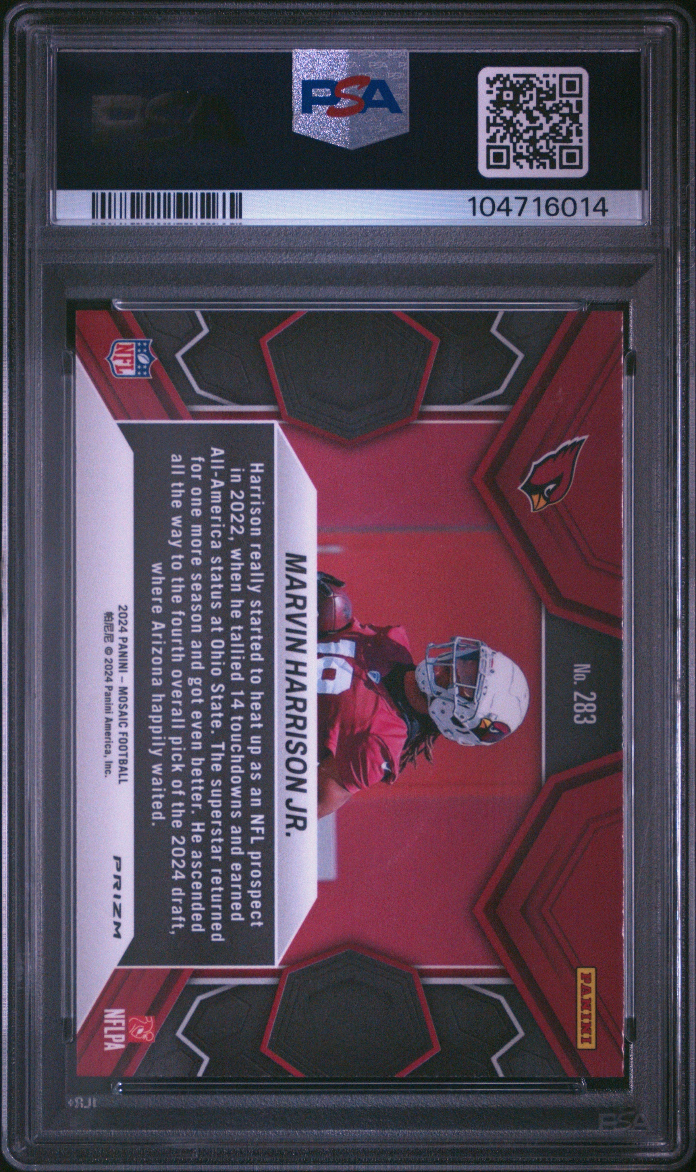 Graded 2024 Panini Mosaic Marvin Harrison Jr #283 Green Rookie RC Football Card PSA 10 Gem Mint