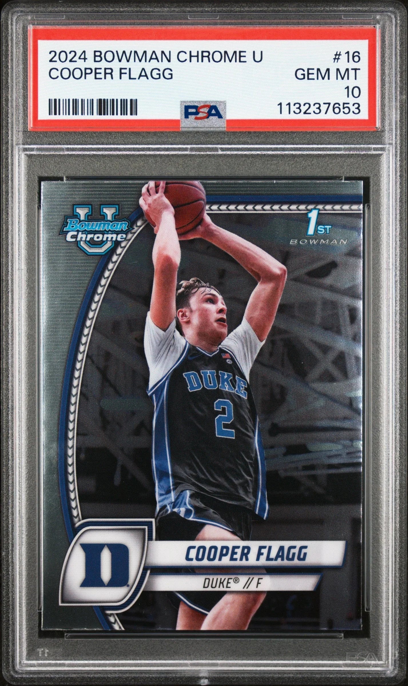Graded 2024 Topps Bowman Chrome U Cooper Flagg #16 Rookie RC Basketball Card PSA 10 Gem Mint