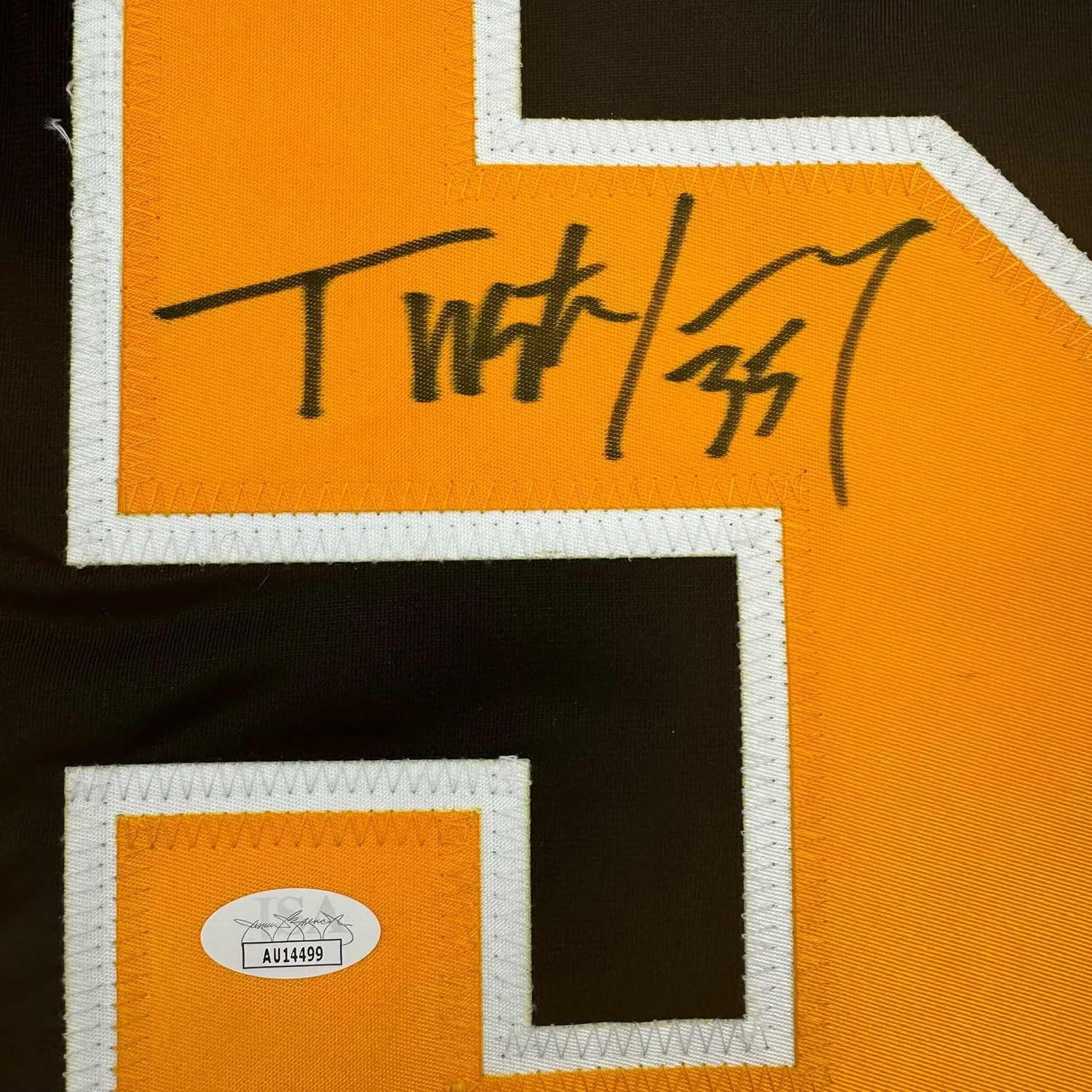 Framed Autographed/Signed Tristan Jarry 35x39 Pittsburgh Black Hockey Jersey JSA COA