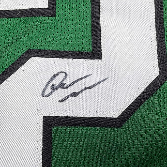 Framed Autographed/Signed Quinyon Mitchell 35x39 Philadelphia Kelly Green Football Jersey JSA COA