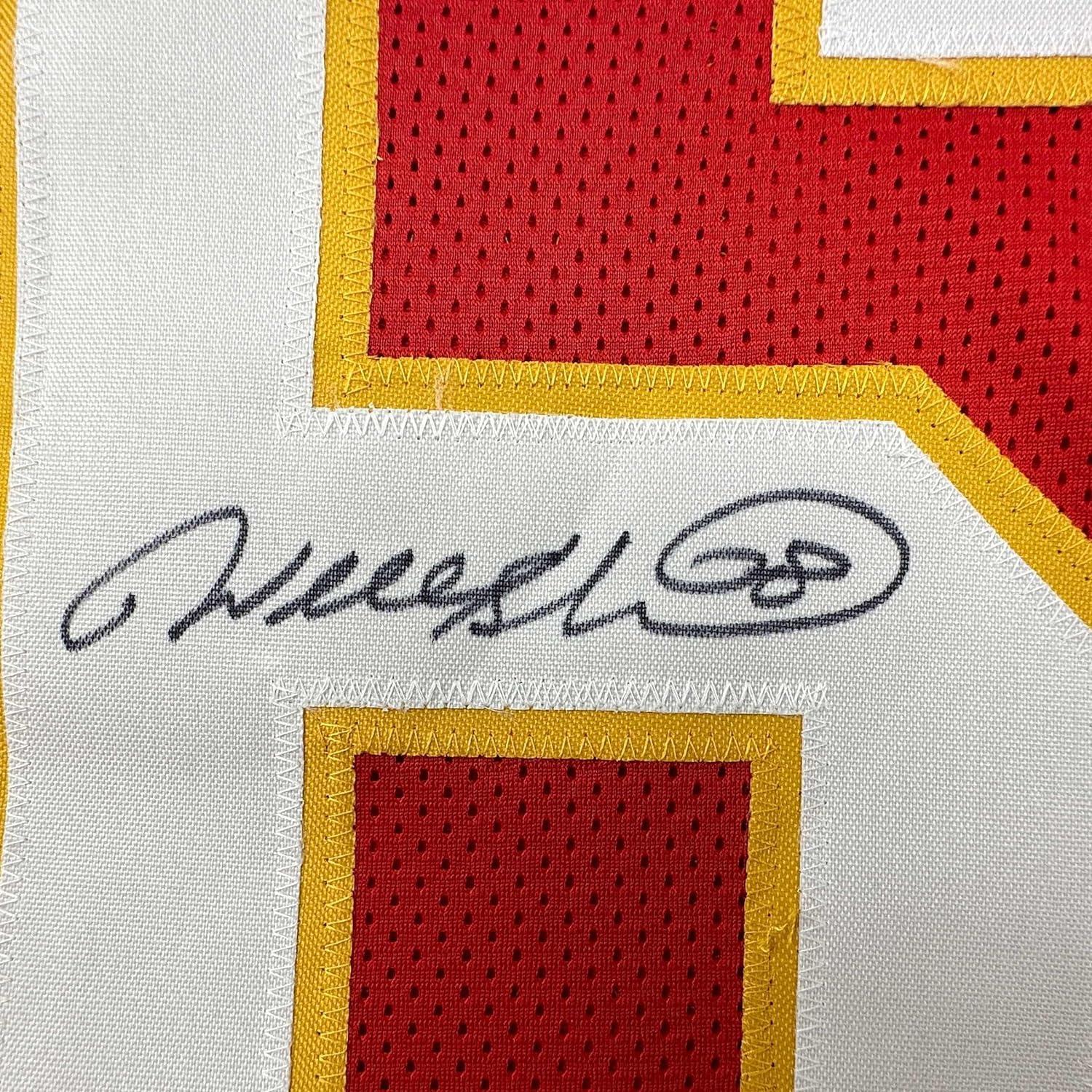 Framed Autographed/Signed Will Shields 35x39 Kansas City Red Football Jersey JSA COA