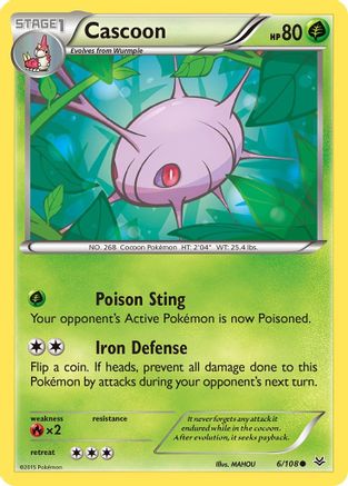 Cascoon 006/108 - XY  Roaring Skies Reverse Holofoil