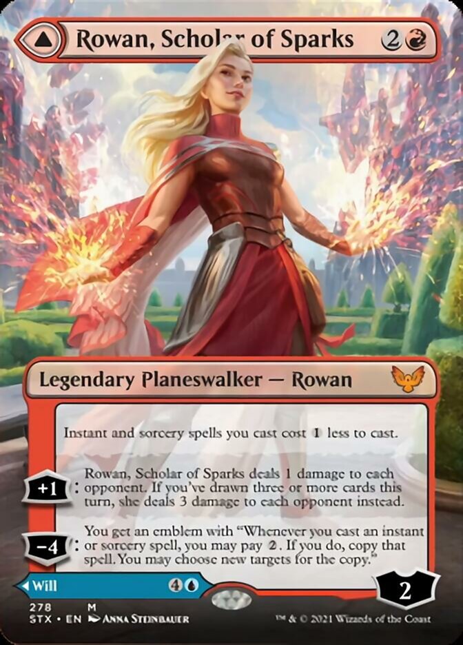 Rowan, Scholar of Sparks // Will, Scholar of Frost (STX-278) - Strixhaven: School of Mages (Borderless) Foil