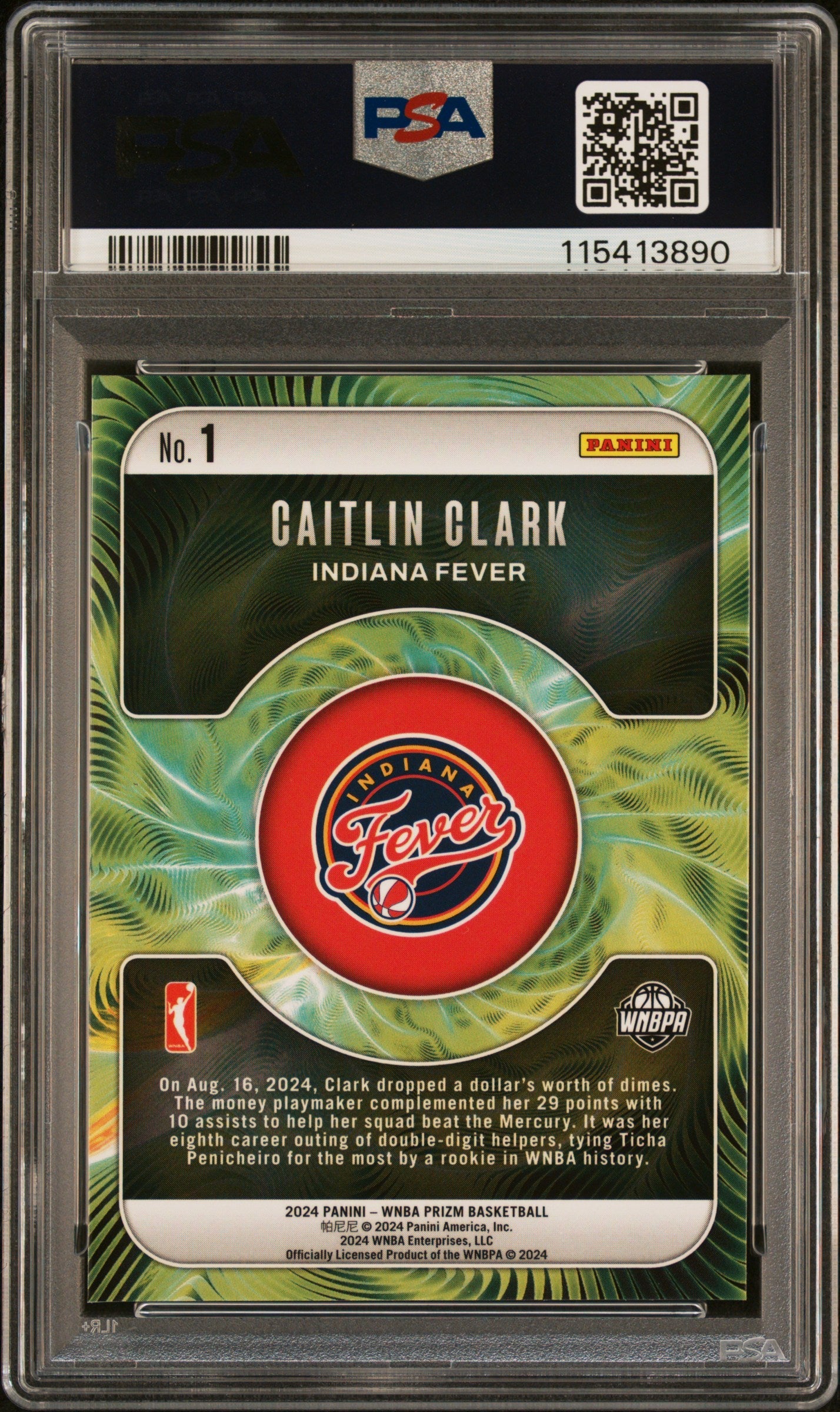 Graded 2024 Panini Prizm Caitlin Clark #1 Fractal Rookie RC Basketball Card PSA 10 Gem Mint