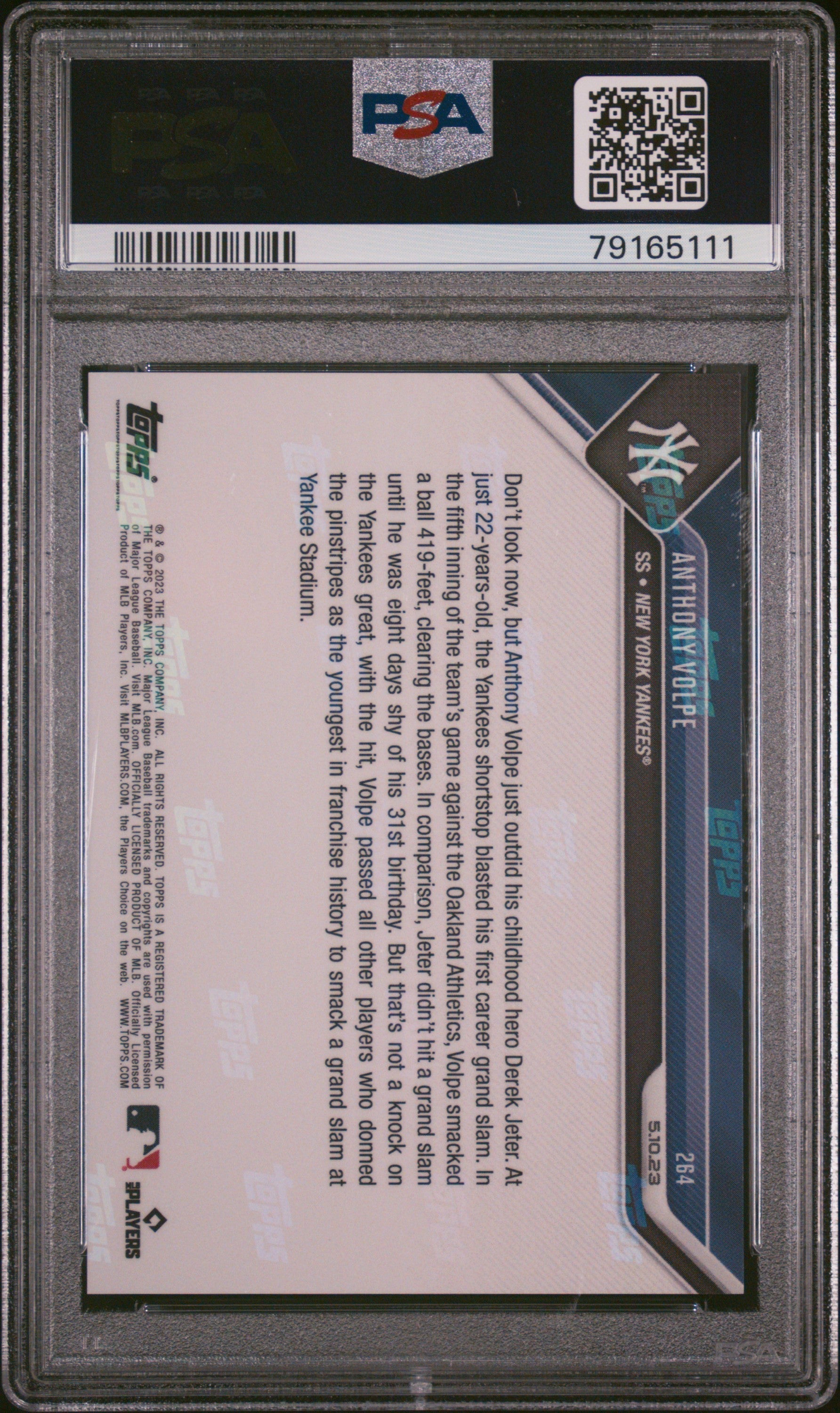 Graded 2023 Topps Now Anthony Volpe #264 Rookie RC Baseball Card PSA 10 Gem Mint