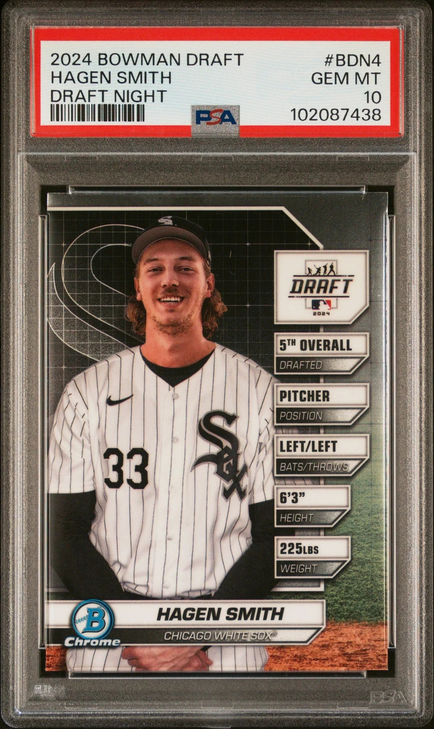 Graded 2024 Topps Bowman Draft Hagen Smith #BDN4 Draft Night Rookie RC Baseball Card PSA 10 Gem Mint