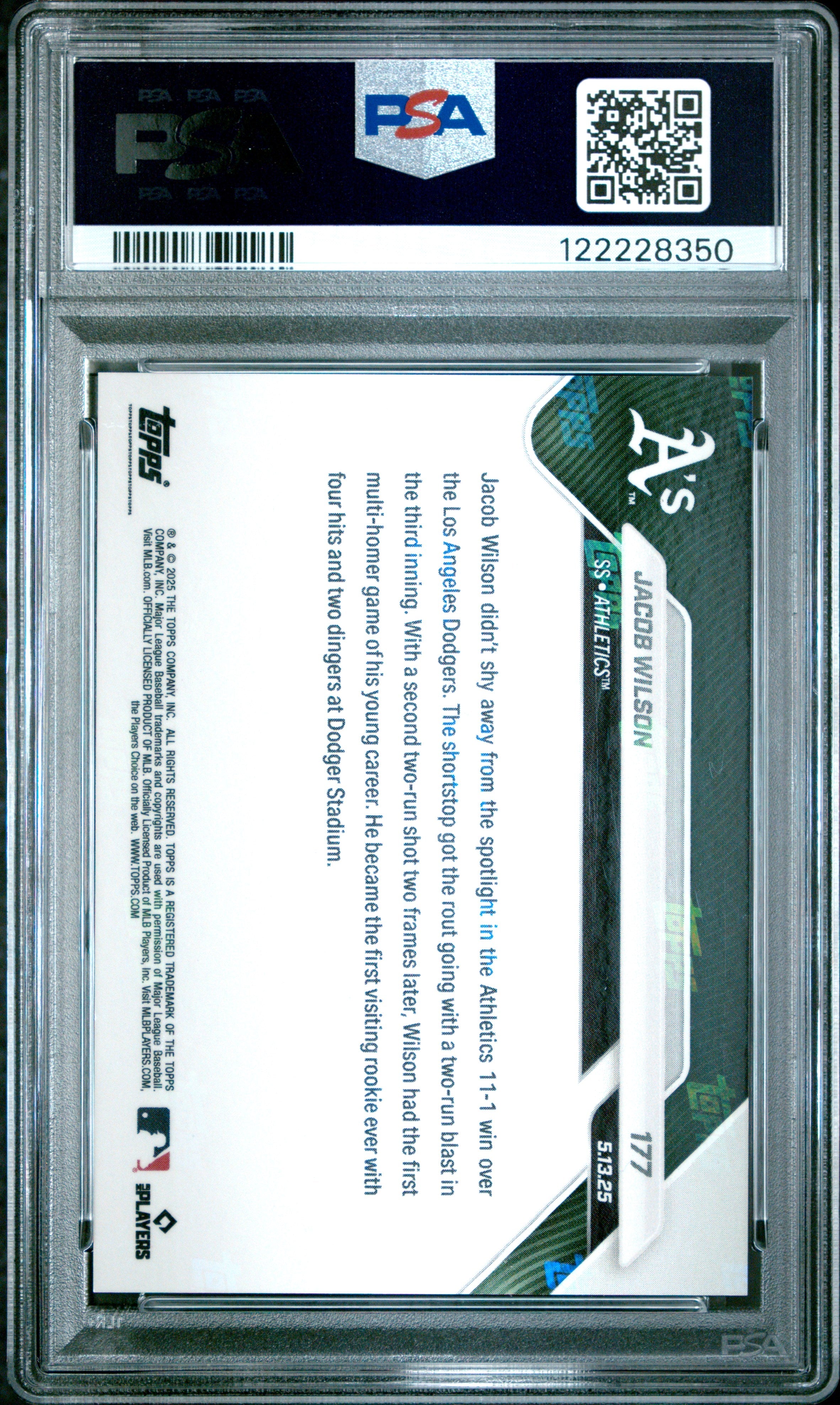 Graded 2025 Topps Now Jacob Wilson #177 Gold Foil /50 Rookie RC Baseball Card PSA 9 Mint