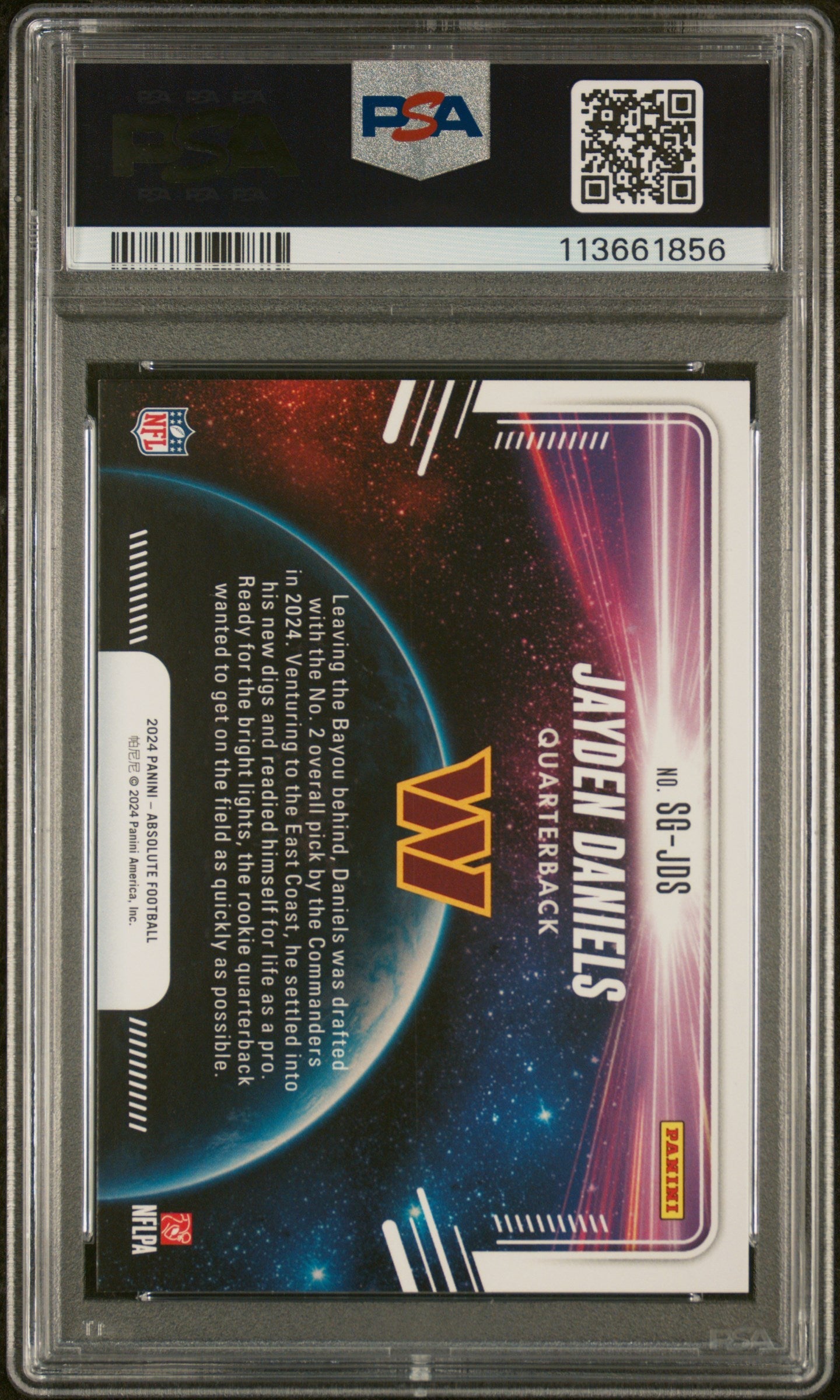 Graded 2024 Panini Absolute Jayden Daniels #SGJDS Star Gazing Rookie RC Football Card PSA 10 Gem Mint
