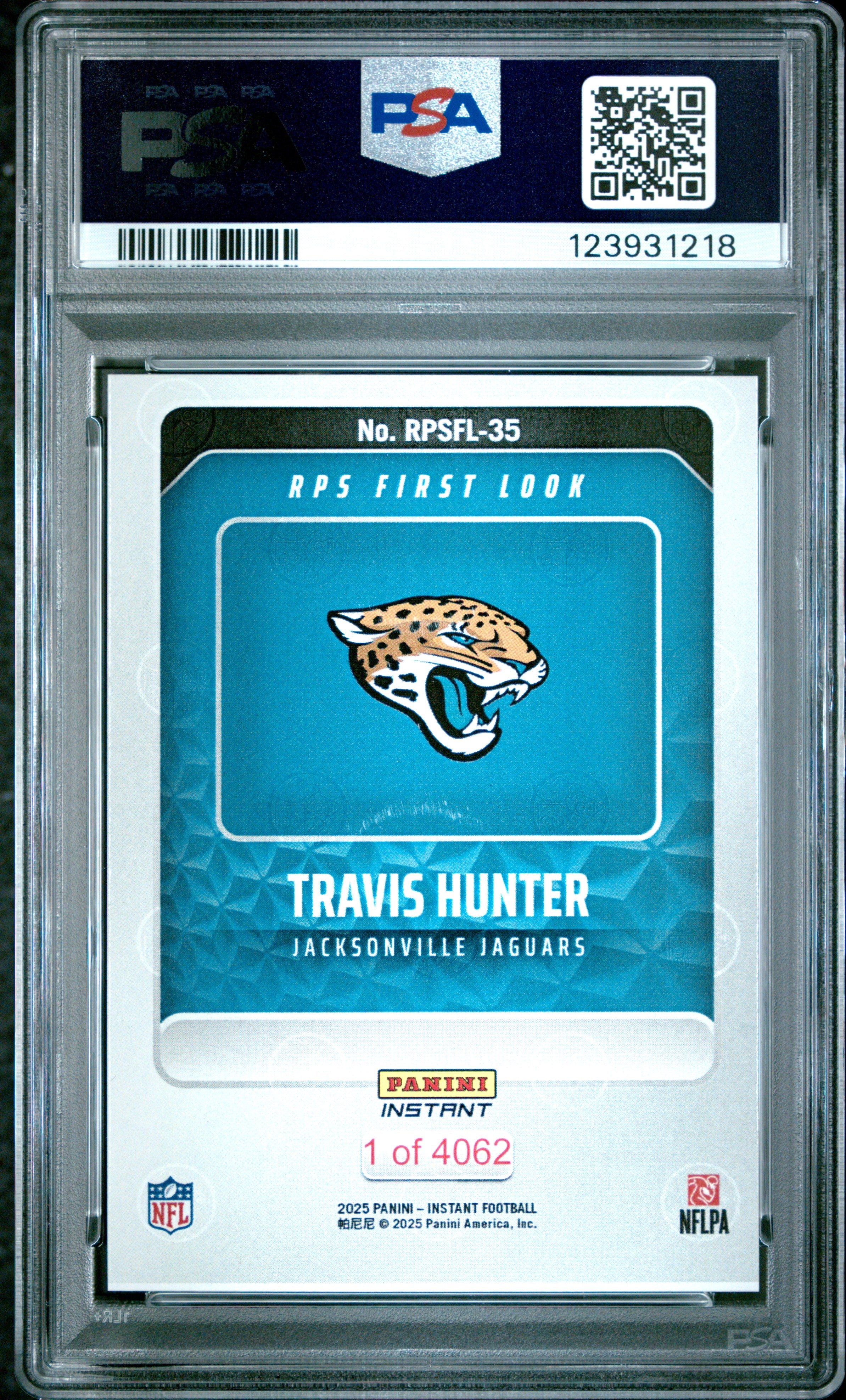 Graded 2025 Panini Instant Travis Hunter #RPSFL35 RPS First Look Rookie RC Football Card PSA 9 Mint