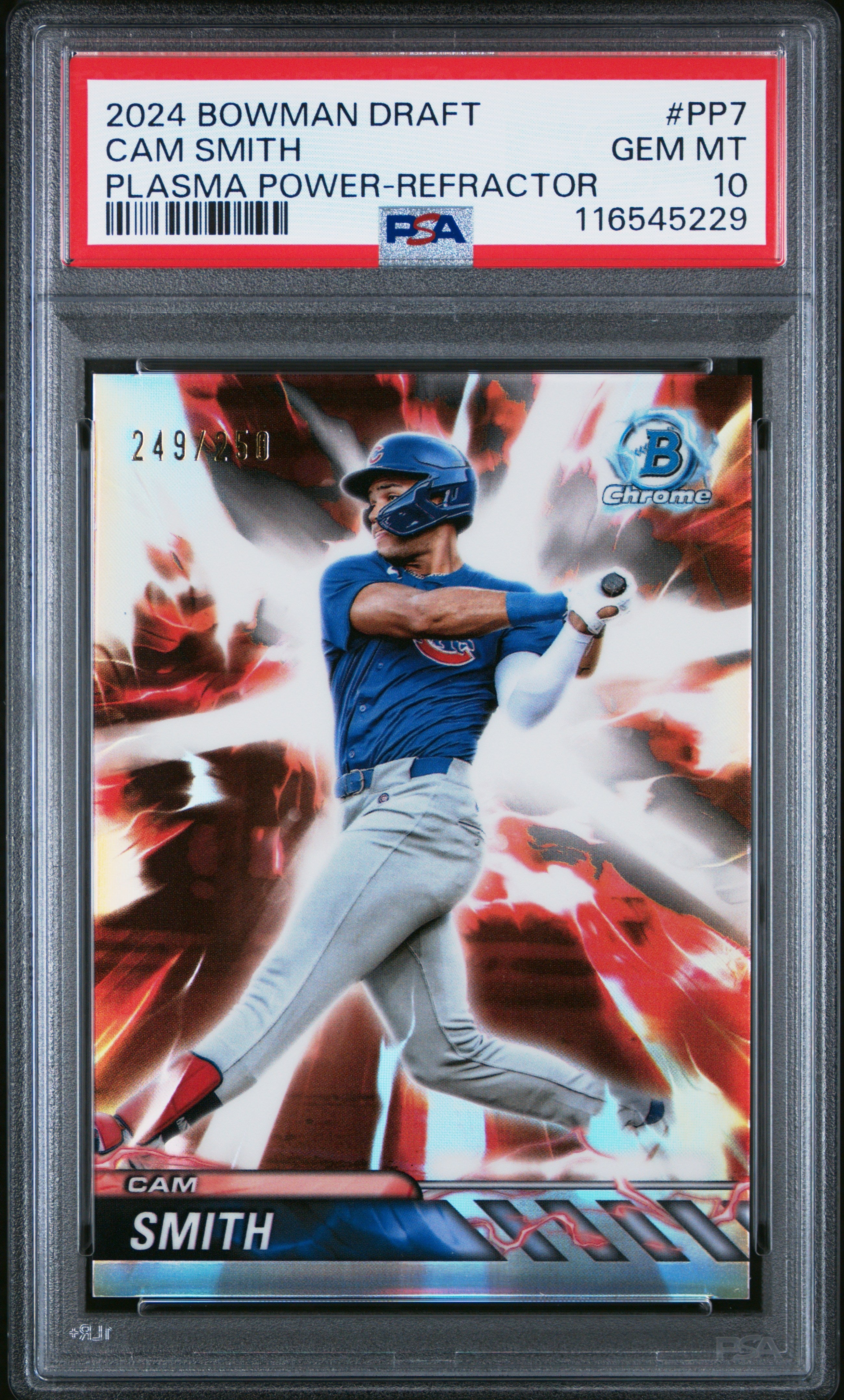 Graded 2024 Topps Bowman Draft Cam Smith #PP7 Plasma Power Refractor /250 Rookie RC Baseball Card PSA 10 Gem Mint