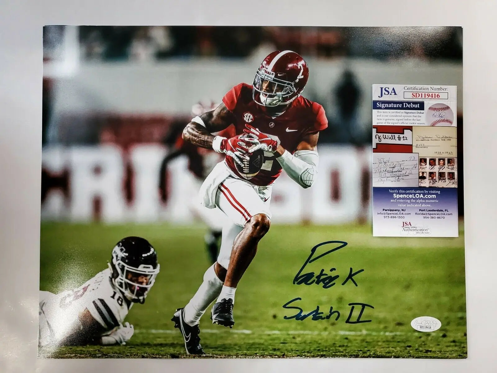 Alabama Crimson Tide Patrick Surtain Ii Autographed 11X14 Photo Jsa Coa