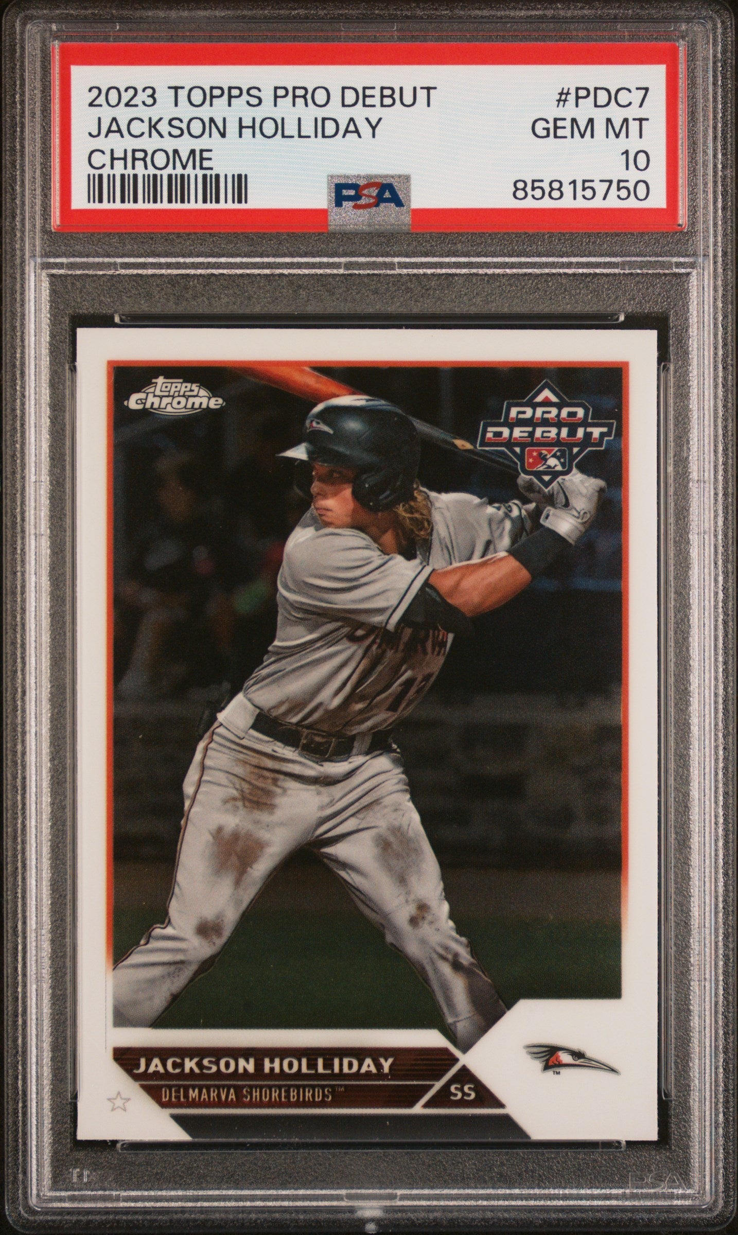 Graded 2023 Topps Pro Debut Jackson Holliday #PDC7 Chrome Rookie RC Baseball Card PSA 10 Gem Mint