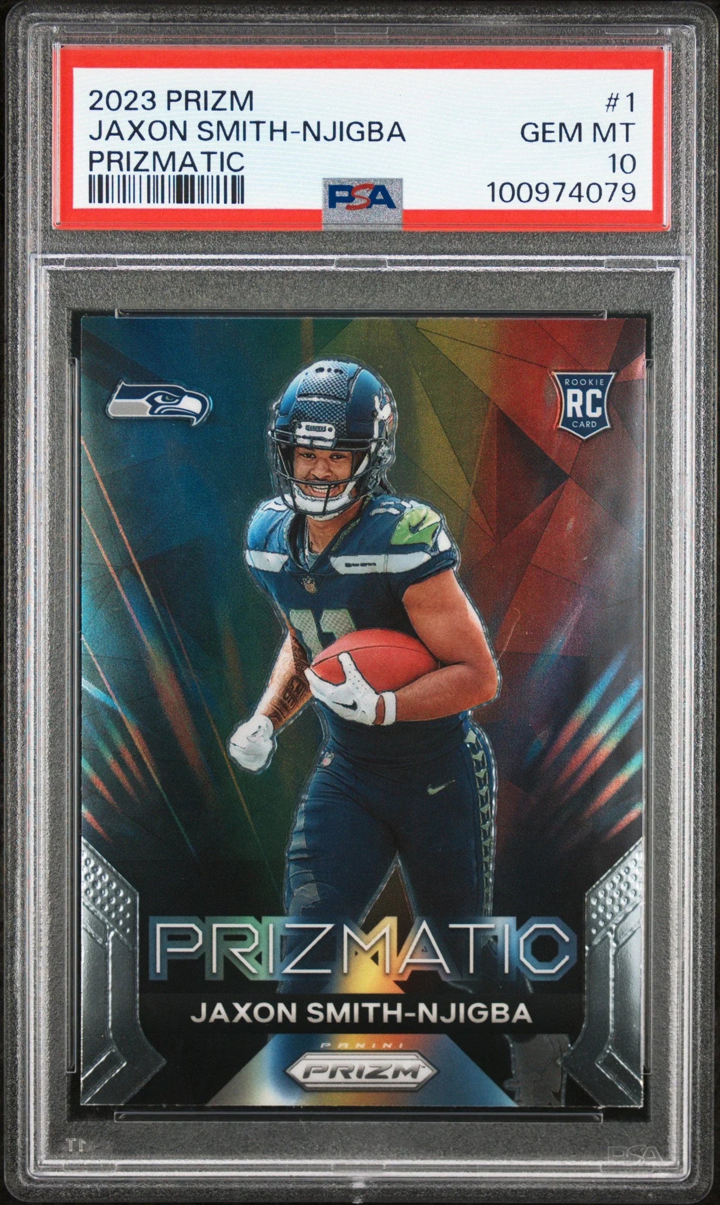 Graded 2023 Panini Prizm Jaxon Smith-Njigba #1 Prizmatic Rookie RC Football Card PSA 10 Gem Mint