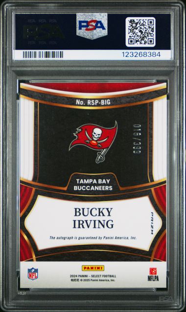 Graded 2024 Panini Select Bucky Irving #RSPBIG /399 Rookie Signature Rookie RC Football Card PSA 10 Gem Mint