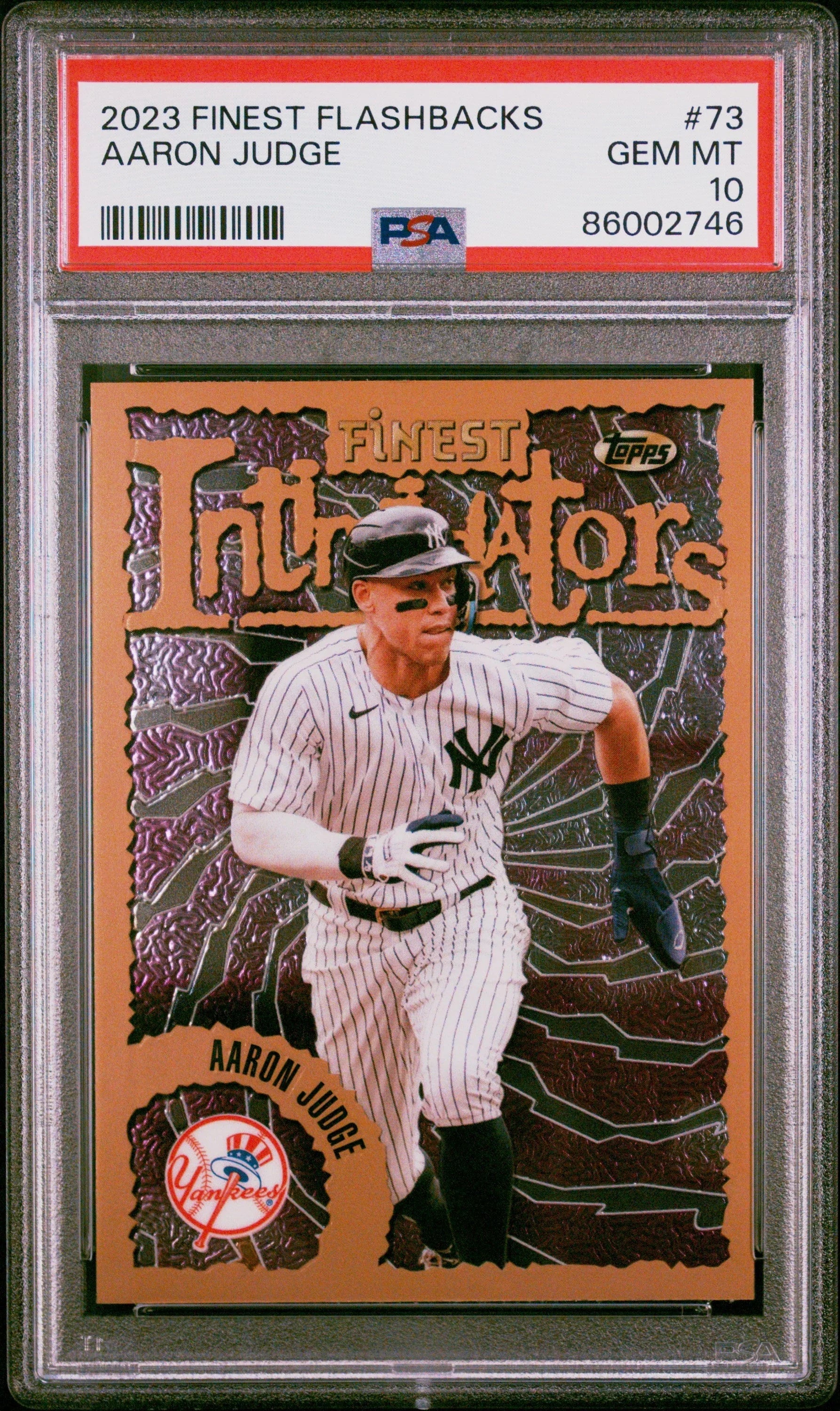 Graded 2023 Topps Finest Flashbacks Aaron Judge #73 Baseball Card PSA 10 Gem Mint