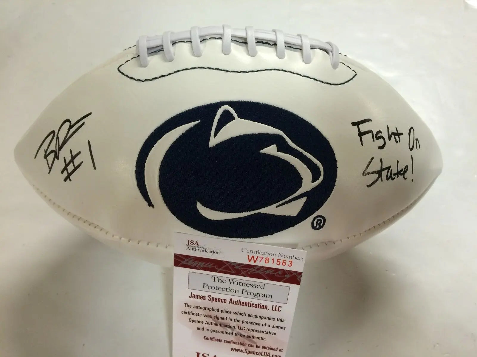 Bill Belton Autographed Signed Inscribed Penn State Logo Football Jsa  Coa