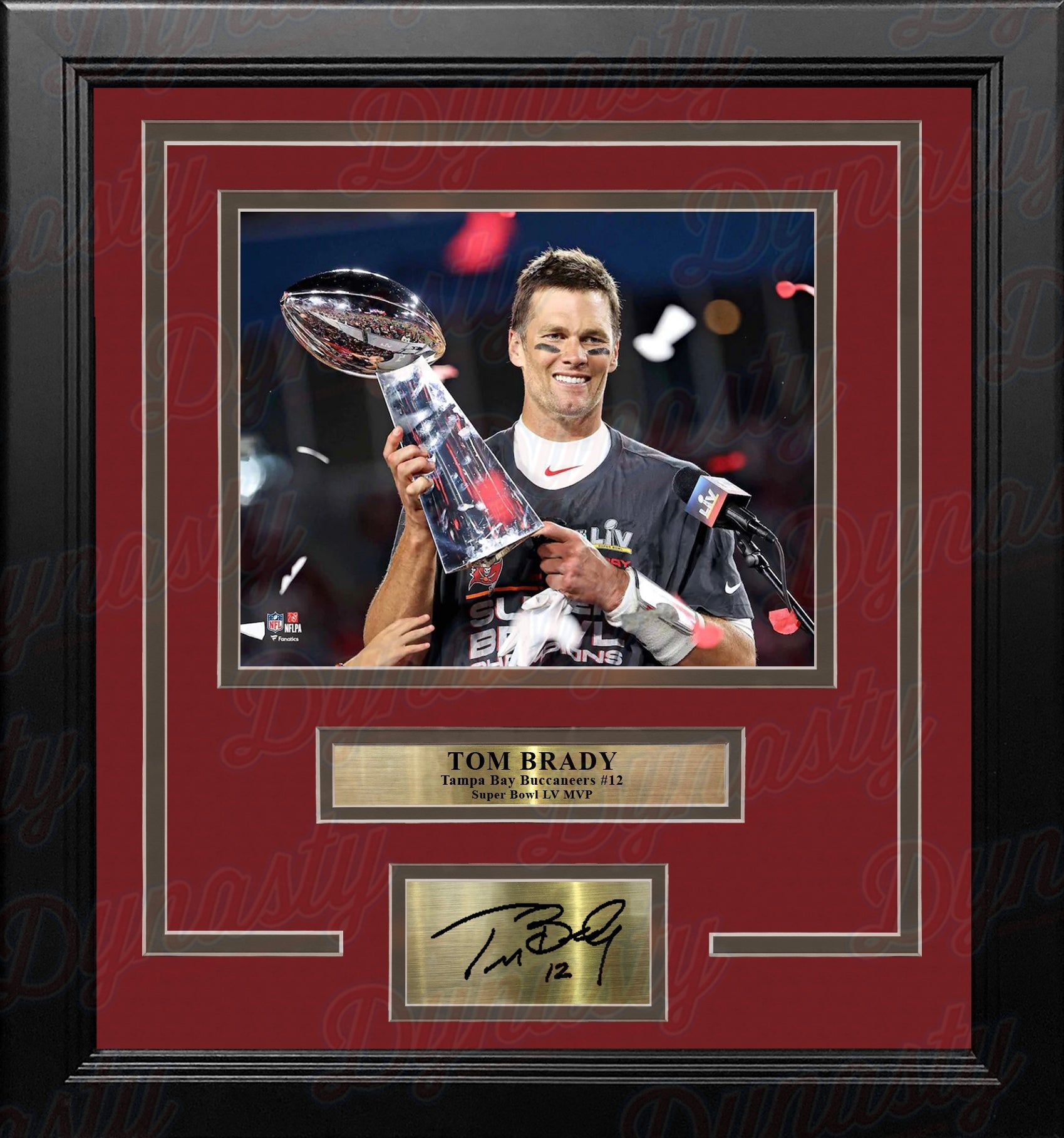 Tom Brady Super Bowl Champions Lombardi Trophy Tampa Bay Buccaneers 8" x 10" Football Photo with Engraved Autograph