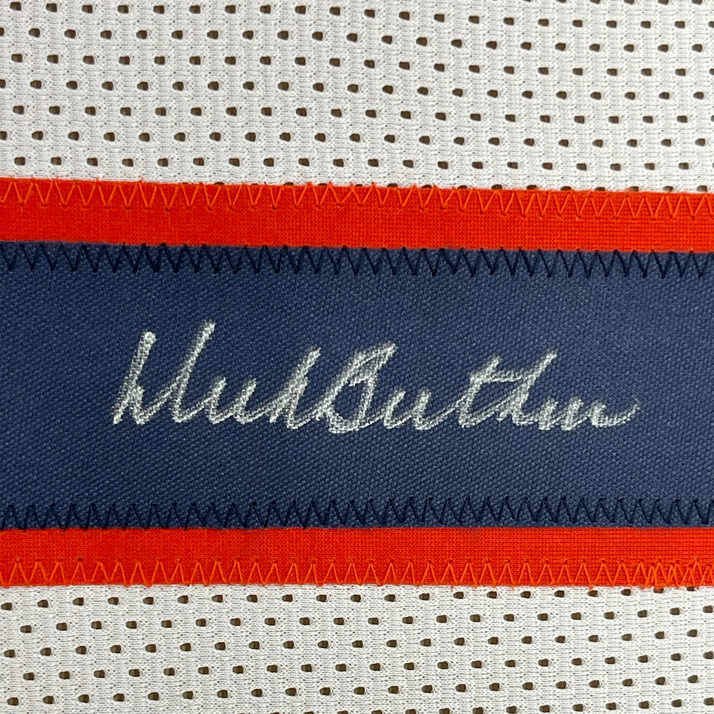 Framed Autographed/Signed Dick Butkus 35x39 Chicago Bears White Football Jersey JSA COA